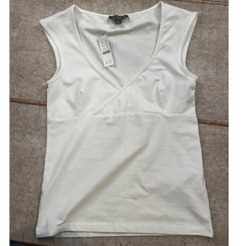 J.Crew Top XS Sleeveless Wrap White Stretch Knit NWT Blouse Shirt‎ Top Tee - Picture 9 of 9